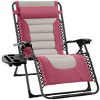 Oversized Padded Zero Gravity Chair, Folding Recliner w/ Headrest, Side Tray