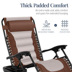 Oversized Padded Zero Gravity Chair, Folding Recliner w/ Headrest, Side Tray