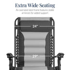 Oversized Padded Zero Gravity Chair, Folding Recliner w/ Headrest, Side Tray