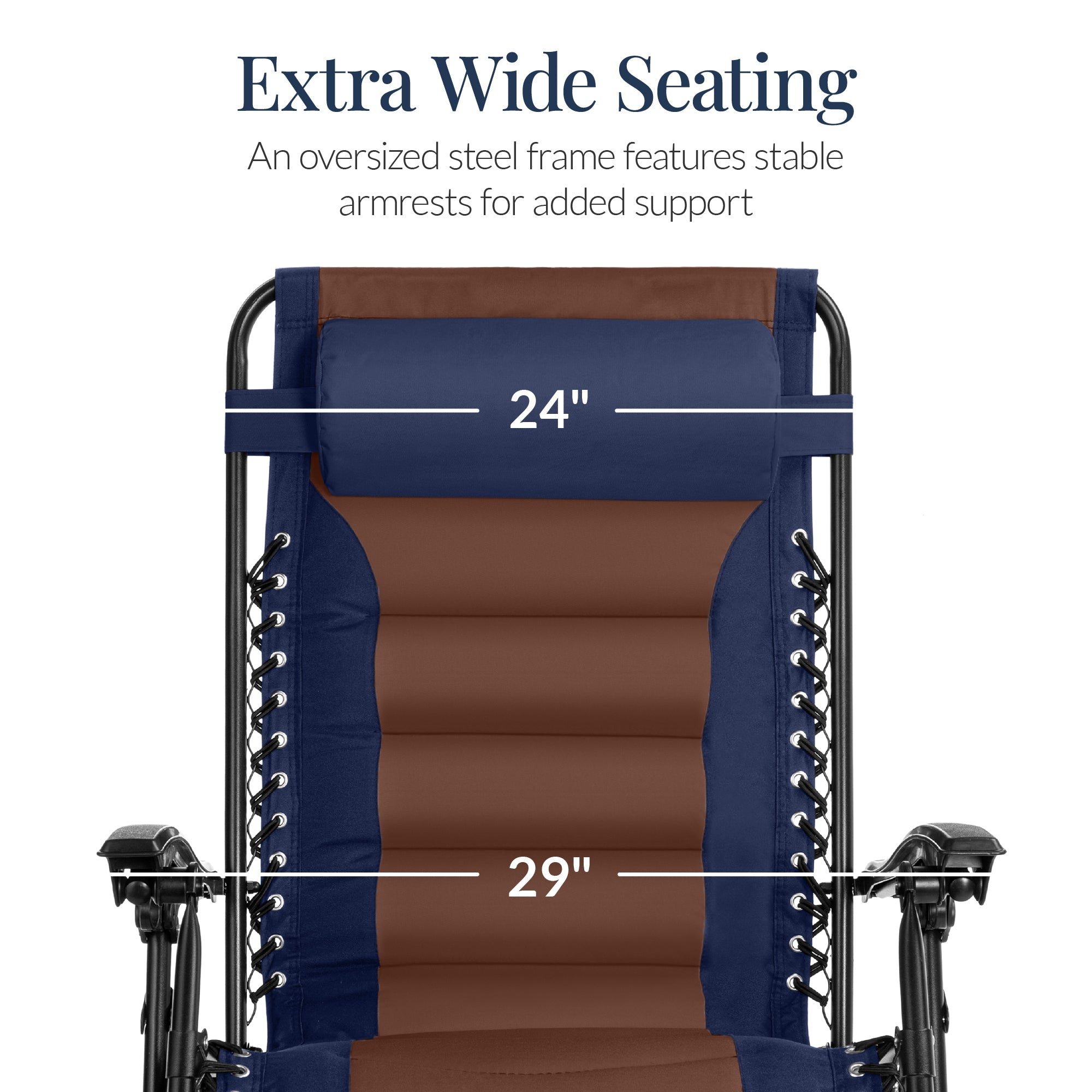 Oversized Padded Zero Gravity Chair, Folding Recliner w/ Headrest, Side Tray