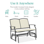 2-Person Patio Loveseat Swing Glider, Bench Rocker w/ Armrests