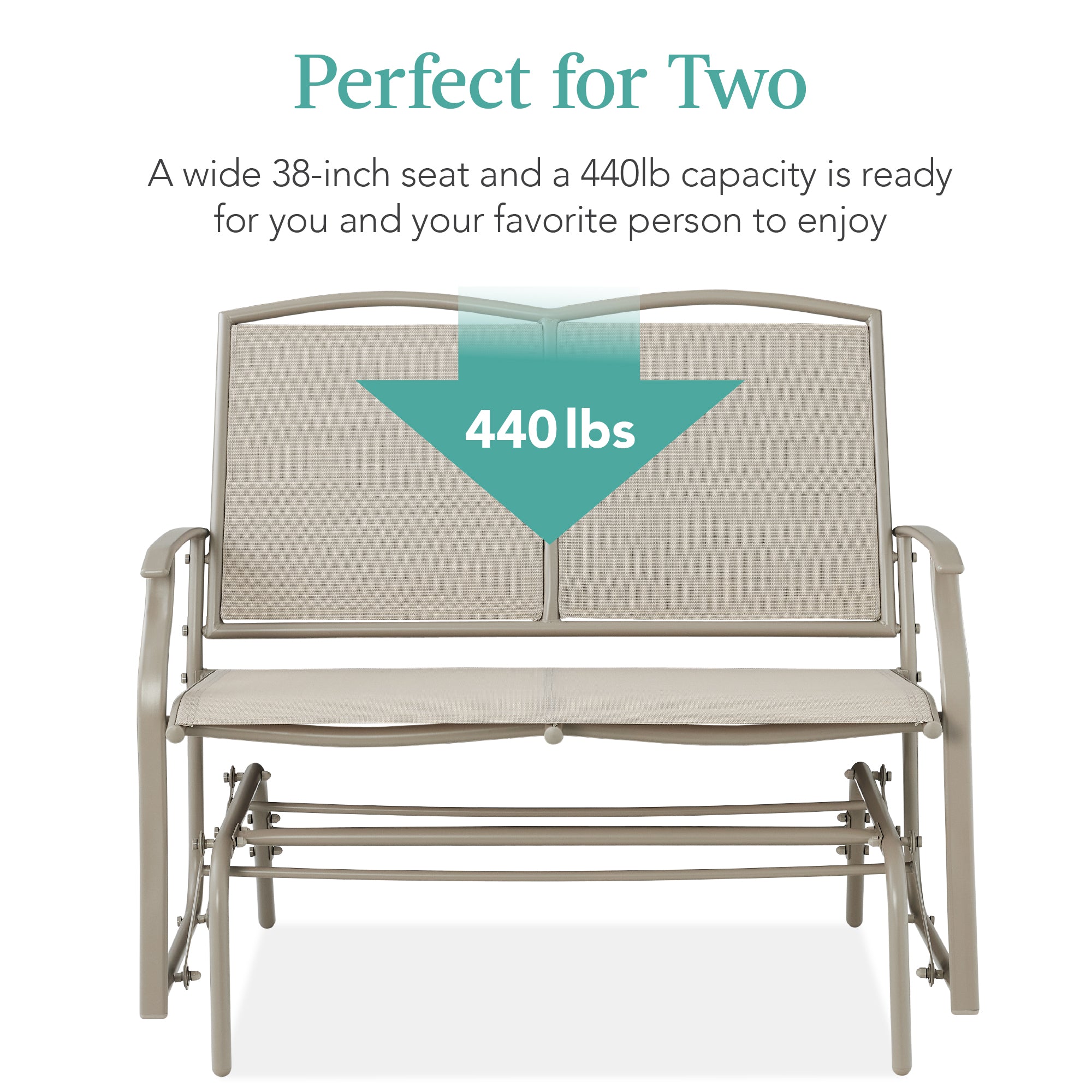 2-Person Patio Loveseat Swing Glider, Bench Rocker w/ Armrests