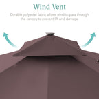 2-Tier Square LED Cantilever Offset Umbrella w/ 360 Rotation, Base - 10x10ft
