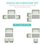 4-Piece Outdoor Wicker Conversation Patio Set w/ 4 Seats, Glass Table Top