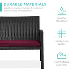 4-Piece Outdoor Wicker Conversation Patio Set w/ 4 Seats, Glass Table Top