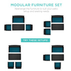 4-Piece Outdoor Wicker Conversation Patio Set w/ 4 Seats, Glass Table Top