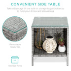 3-Piece Outdoor Patio Wicker Bistro Set w/ Side Storage Table