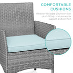 3-Piece Outdoor Patio Wicker Bistro Set w/ Side Storage Table