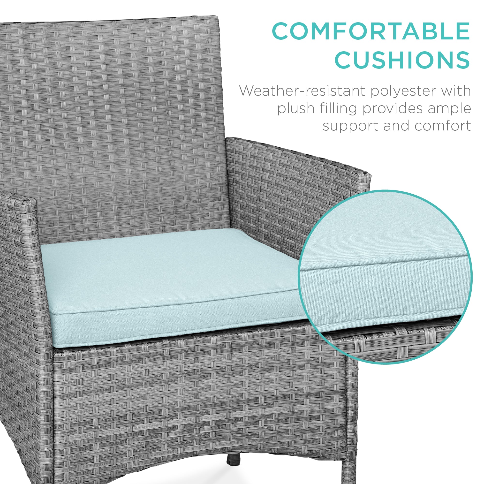 3-Piece Outdoor Patio Wicker Bistro Set w/ Side Storage Table