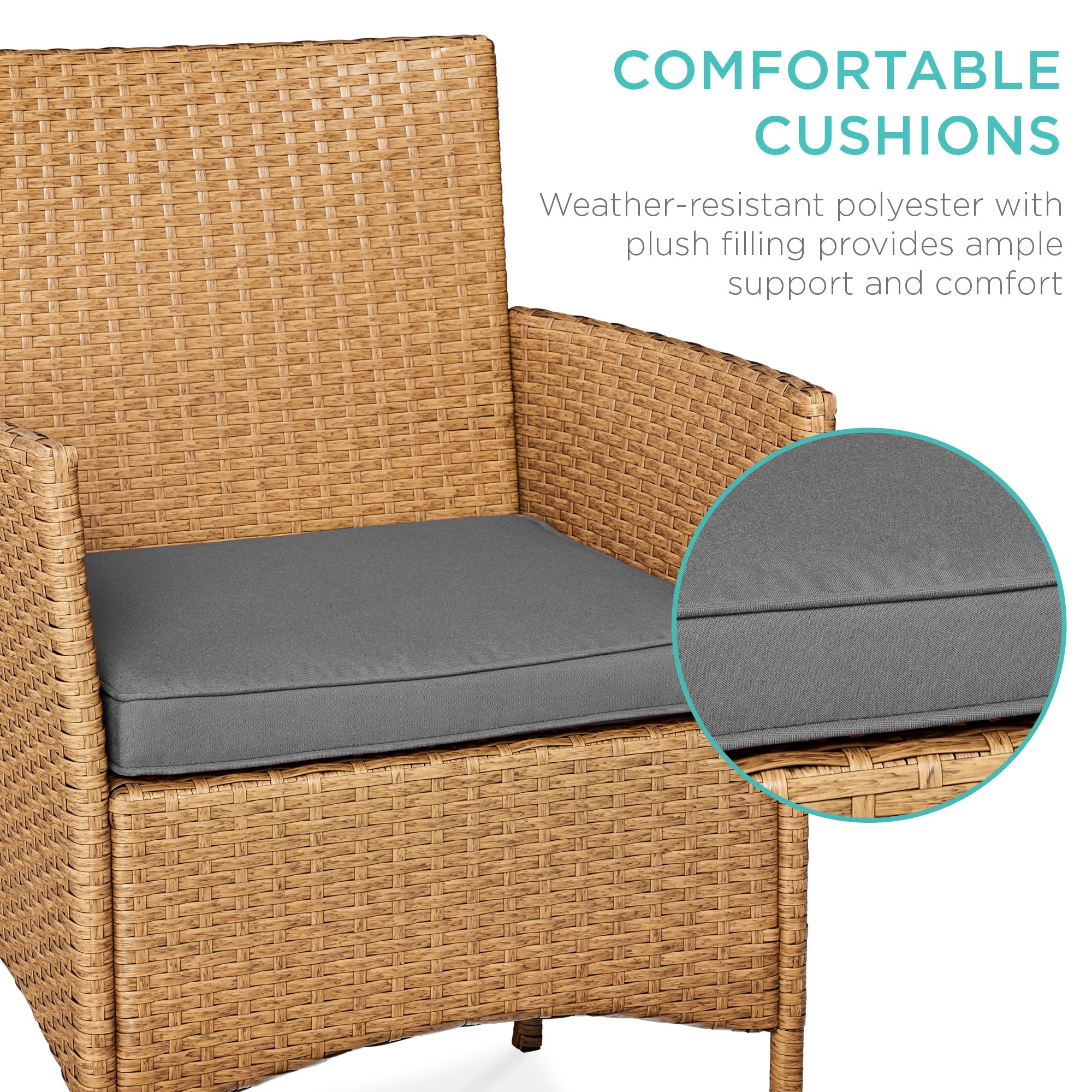 3-Piece Outdoor Patio Wicker Bistro Set w/ Side Storage Table