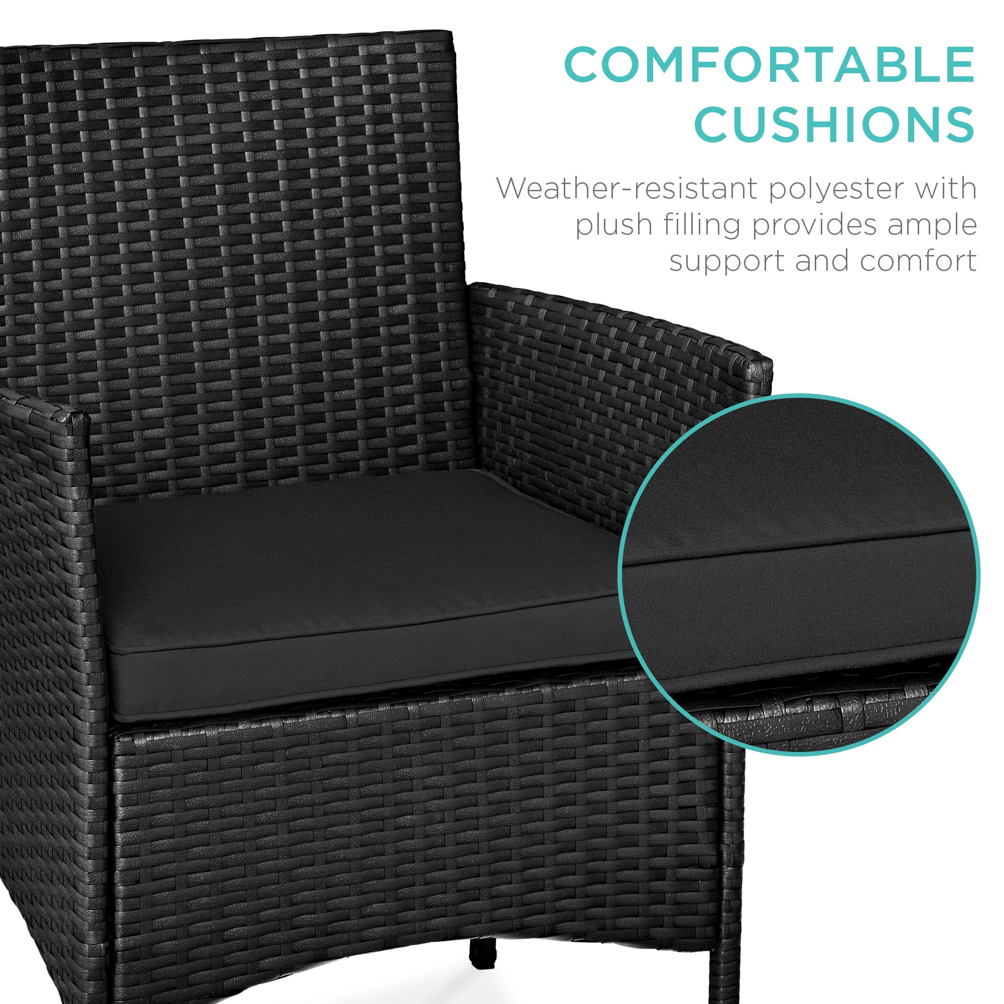 3-Piece Outdoor Patio Wicker Bistro Set w/ Side Storage Table