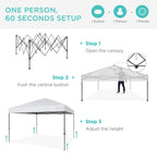 One-Person Setup Instant Pop Up Canopy w/ Case, 4 Weight Bags - 12x12ft