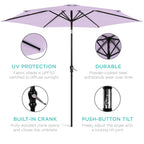 Outdoor Steel Market Patio Umbrella Decoration w/ Tilt, Crank Lift - 10ft