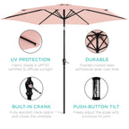 Outdoor Steel Market Patio Umbrella Decoration w/ Tilt, Crank Lift - 10ft