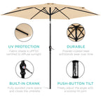 Outdoor Steel Market Patio Umbrella Decoration w/ Tilt, Crank Lift - 10ft