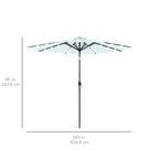 Solar LED Lighted Patio Umbrella w/ Tilt Adjustment, UV-Resistant - 10ft