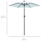 Outdoor Solar Patio Umbrella w/ Push Button Tilt, Crank Lift - 7.5ft
