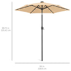 Outdoor Solar Patio Umbrella w/ Push Button Tilt, Crank Lift - 7.5ft