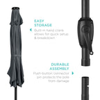 Outdoor Solar Patio Umbrella w/ Push Button Tilt, Crank Lift - 7.5ft