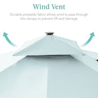 2-Tier Square LED Cantilever Offset Umbrella w/ 360 Rotation, Base - 10x10ft
