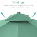 2-Tier Square LED Cantilever Offset Umbrella w/ 360 Rotation, Base - 10x10ft