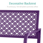 Indoor Outdoor Steel Bench w/ Geometric Backrest, Foot Levelers