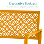 Indoor Outdoor Steel Bench w/ Geometric Backrest, Foot Levelers