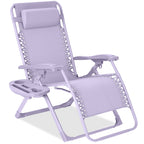 Monochromatic Zero Gravity Patio Chair Recliner w/ Side Tray, Headrest