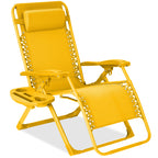 Monochromatic Zero Gravity Patio Chair Recliner w/ Side Tray, Headrest