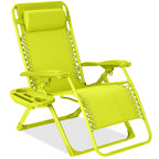 Monochromatic Zero Gravity Patio Chair Recliner w/ Side Tray, Headrest