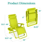 Monochromatic Zero Gravity Patio Chair Recliner w/ Side Tray, Headrest