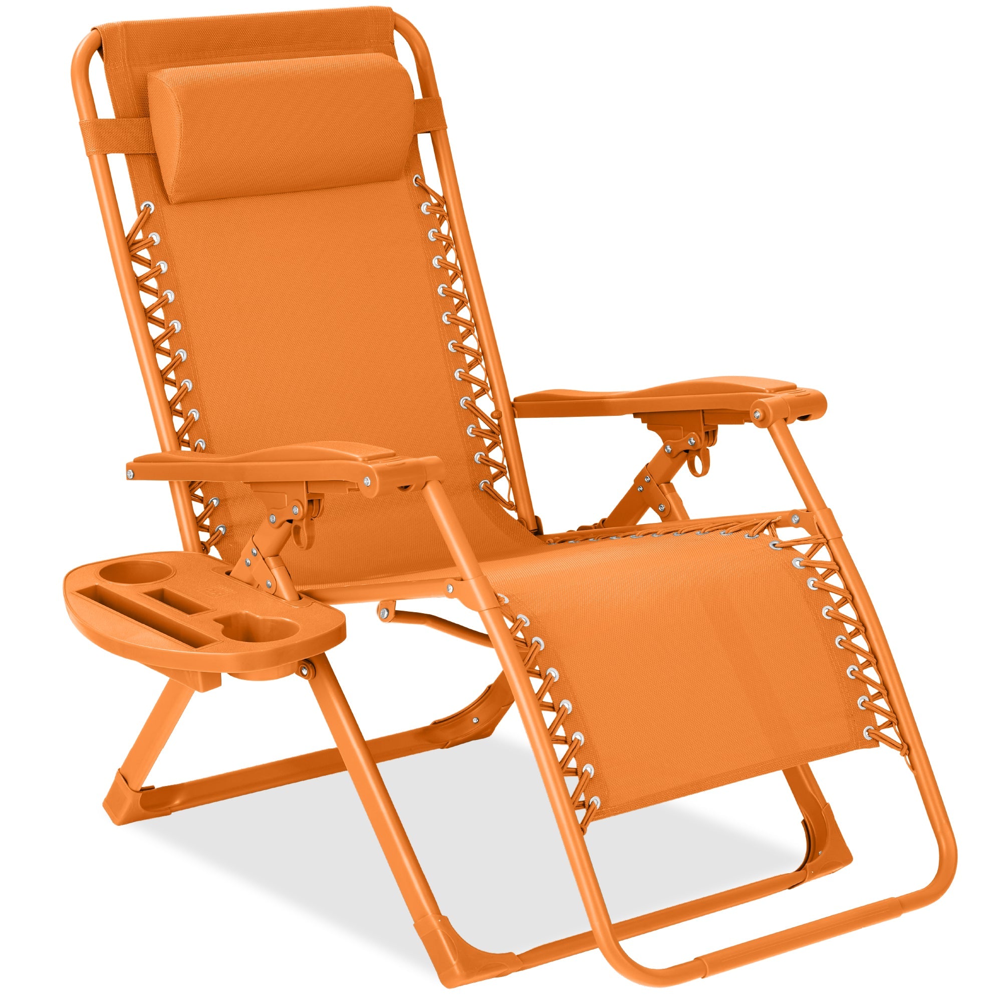 Monochromatic Zero Gravity Patio Chair Recliner w/ Side Tray, Headrest