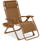 Monochromatic Zero Gravity Patio Chair Recliner w/ Side Tray, Headrest