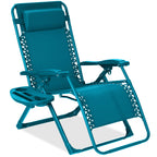 Monochromatic Zero Gravity Patio Chair Recliner w/ Side Tray, Headrest