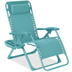 Monochromatic Zero Gravity Patio Chair Recliner w/ Side Tray, Headrest