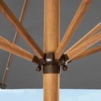 Square Solar LED Lighted Patio Umbrella w/ Woodgrain Pattern - 9ft