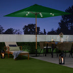 Square Solar LED Lighted Patio Umbrella w/ Woodgrain Pattern - 9ft