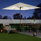 Square Solar LED Lighted Patio Umbrella w/ Woodgrain Pattern - 9ft