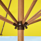 Square Solar LED Lighted Patio Umbrella w/ Woodgrain Pattern - 9ft