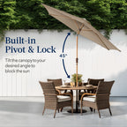 Outdoor Woodgrain Pattern Patio Umbrella Decoration w/ Tilt, Crank - 10ft