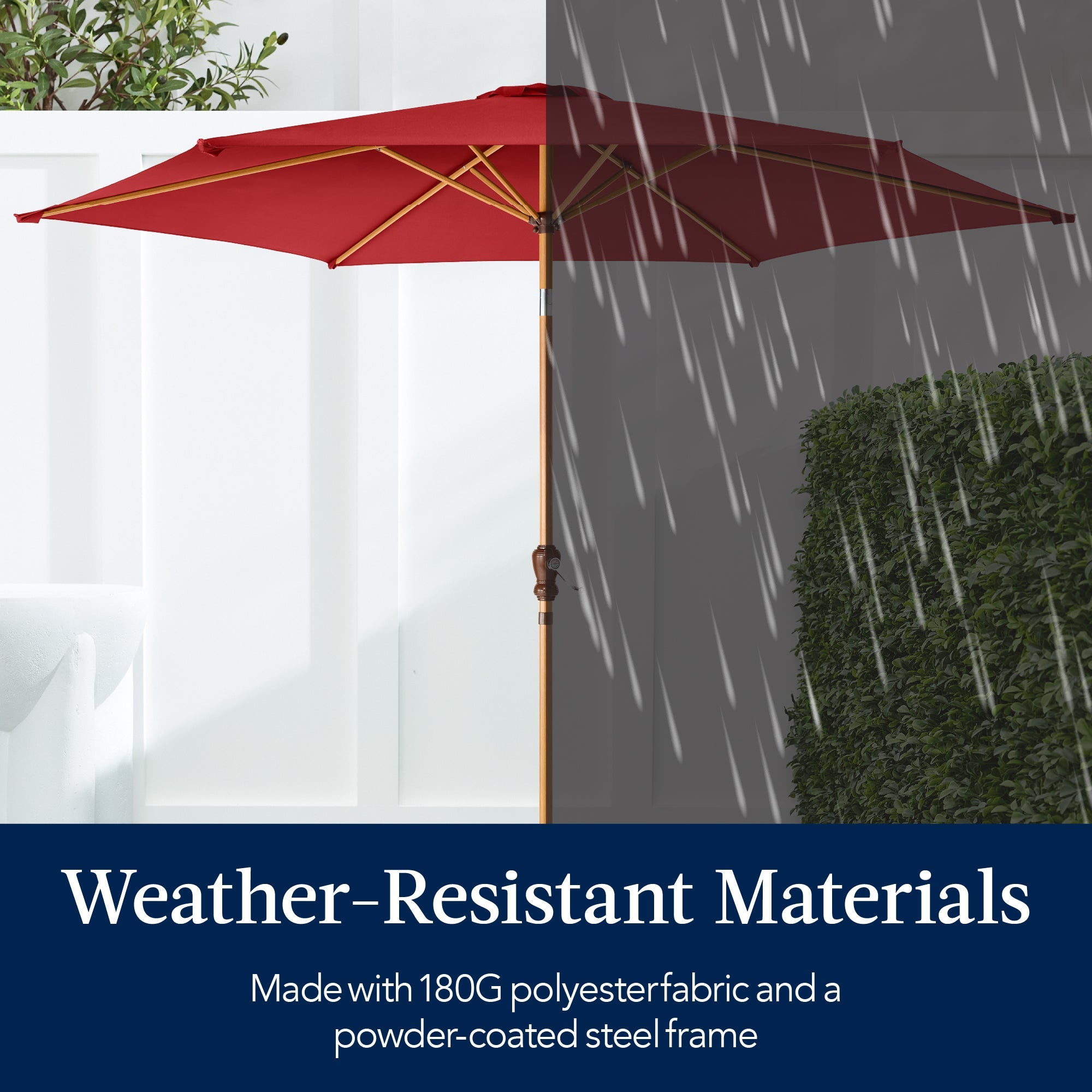Outdoor Woodgrain Pattern Patio Umbrella Decoration w/ Tilt, Crank - 10ft