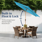 Outdoor Woodgrain Pattern Patio Umbrella Decoration w/ Tilt, Crank - 10ft