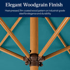 Outdoor Woodgrain Pattern Patio Umbrella Decoration w/ Tilt, Crank - 10ft