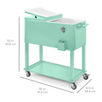 Portable Rolling Cooler Cart w/ Bottle Opener, Catch Tray - 80qt