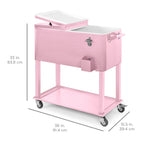 Portable Rolling Cooler Cart w/ Bottle Opener, Catch Tray - 80qt