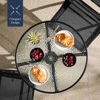 3-Piece Bistro Set w/ Glass Table, 2 Foldable Chairs