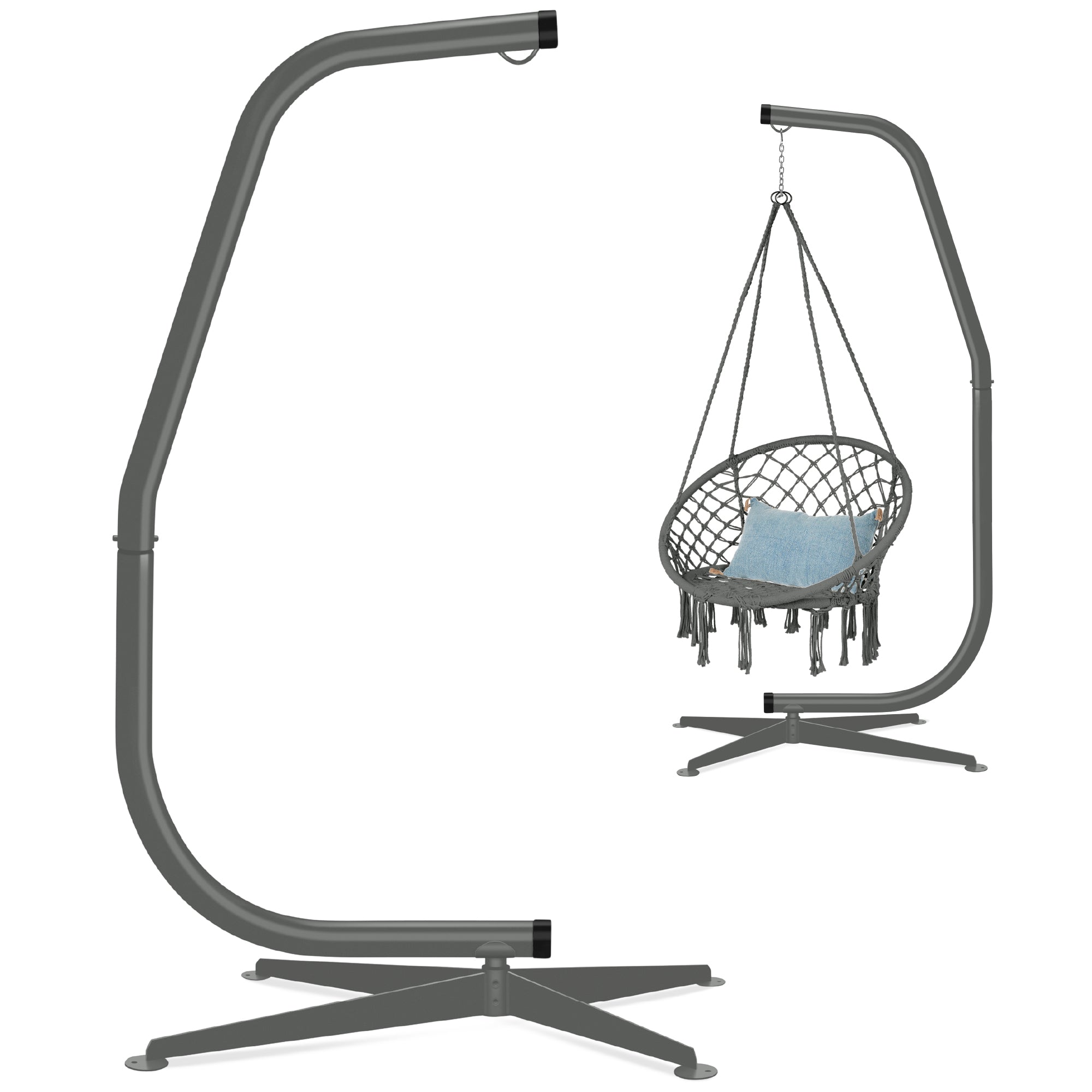 Curved Hanging Hammock C-Stand w/ All-Weather, Steel Frame - Stand Only