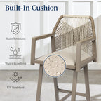 Set of 2 Indoor/Outdoor Aluminum Swivel Barstools with Arms All-Weather Rope