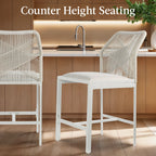 Set of 2 Indoor Outdoor Counter Height Bar Stools w/ All-Weather Rope