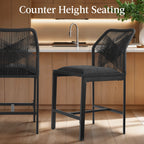 Set of 2 Indoor Outdoor Counter Height Bar Stools w/ All-Weather Rope